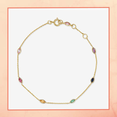 Color Stone Chaine Bracelet