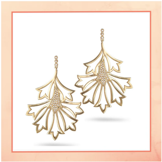 Diamonds on Leaf Branch Earrings