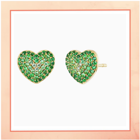 Green Envious Heart Earrings