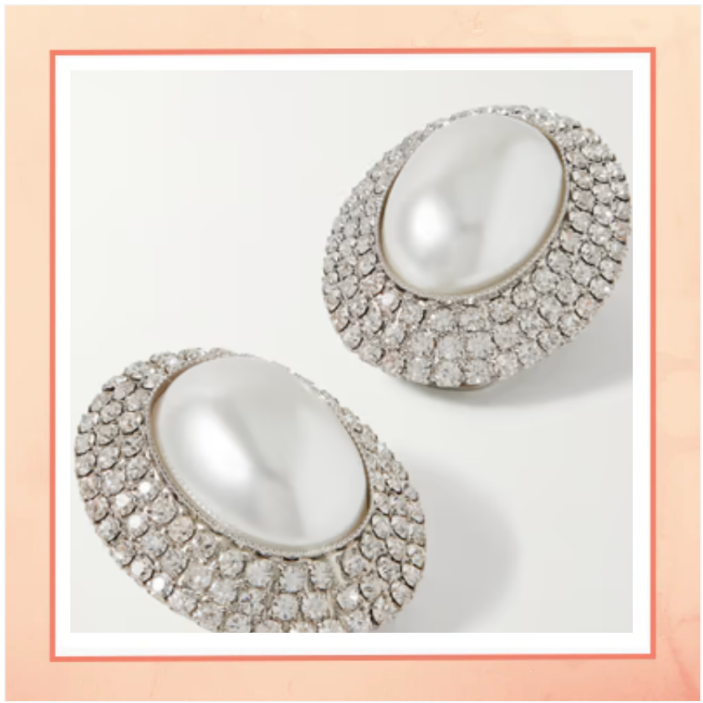 Bulky Pearl & Diamonds Earrings