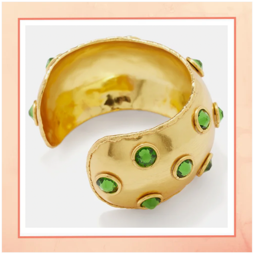 Copy of Broad Cuff With Green Stones Bracelet