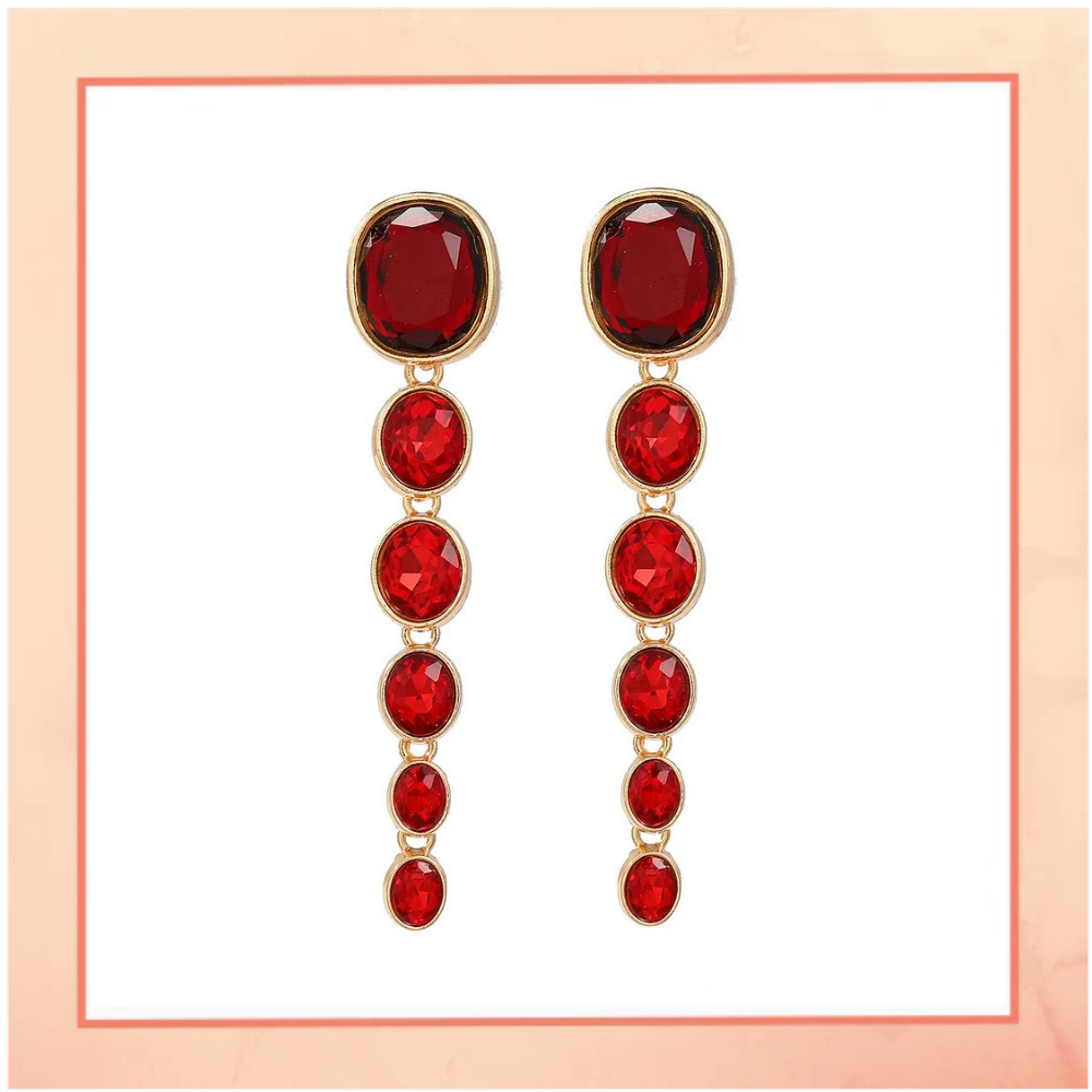 Red Drop Long Earrings