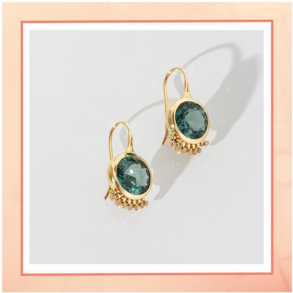 Delicate Emerald with Drop Earringss