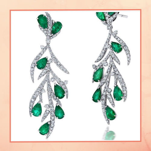 Green Diamond Look Earrings