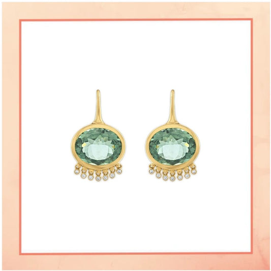 Delicate Emerald with Drop Earringss