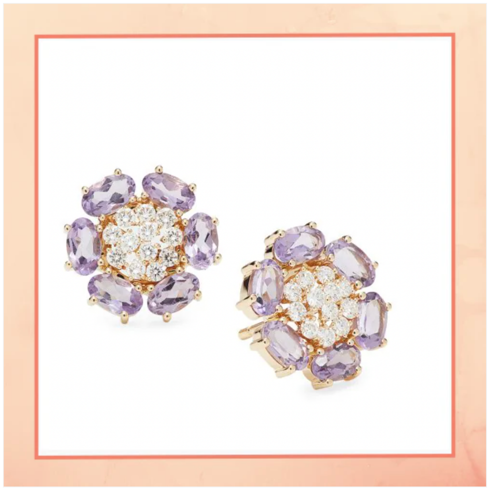 Lavender Crystal Flower Earrings