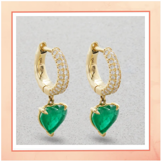 Green Heart Drop Earrings