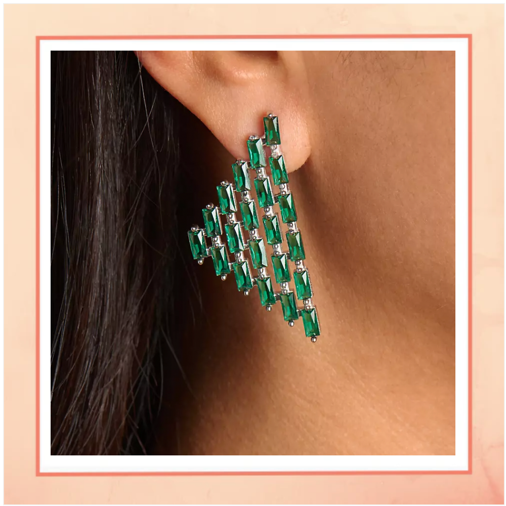 Green Pyramid Earrings