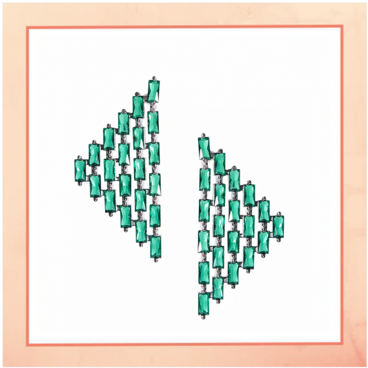 Green Pyramid Earrings