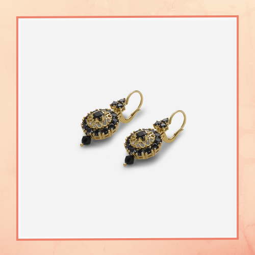 Black Stone Drop Earrings