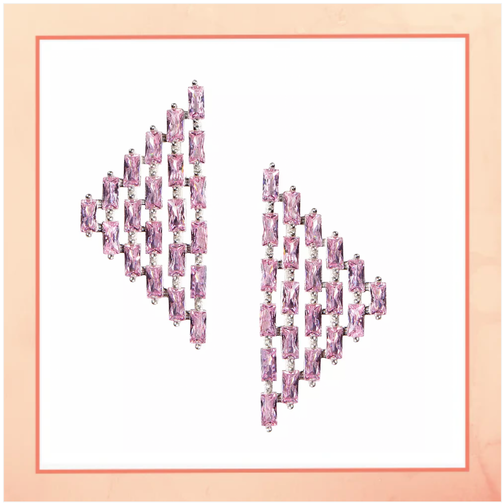 Pink Pyramid Earrings