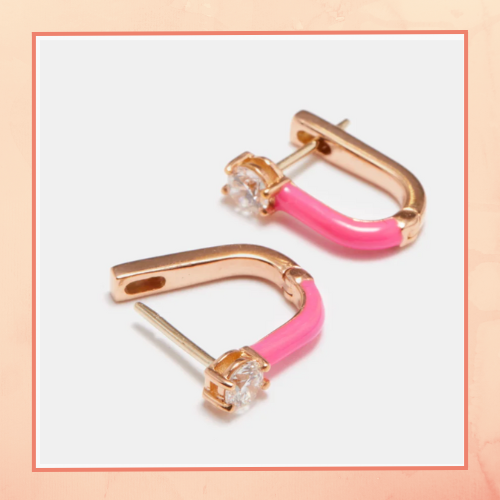 Pink Enamel Earrings