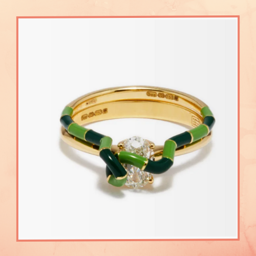 Delicate Green Enamel Ring