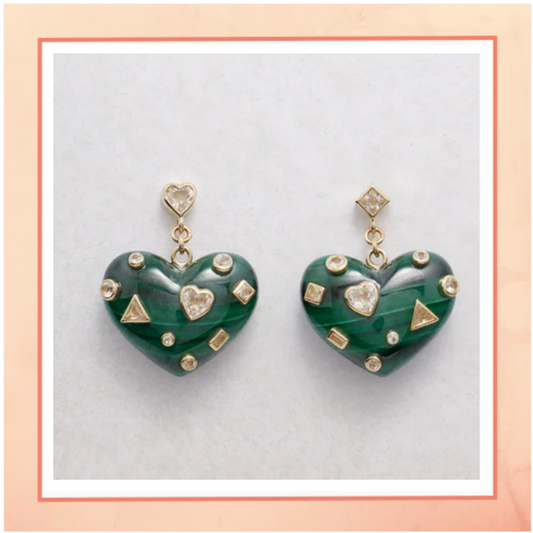 Green with Envy Heart Earrings