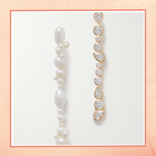 Pearl & CZ Long Earrings