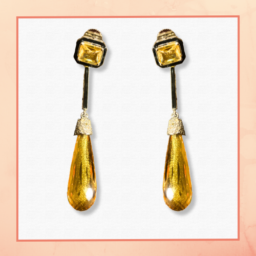 Long Yellow Drop Earrings